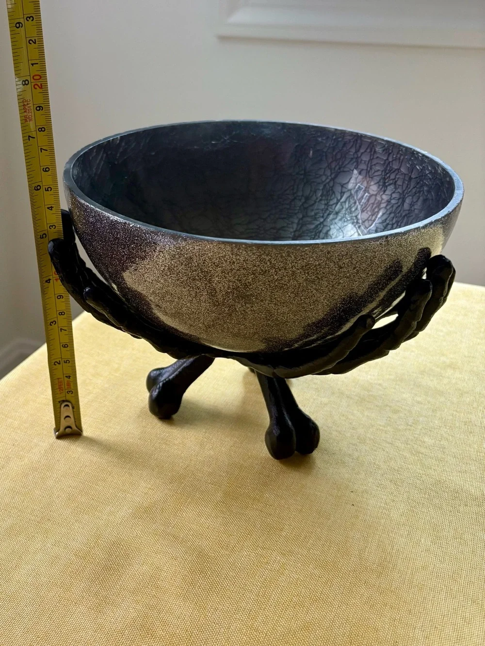 Skeleton Hands Round Metallic Bowl